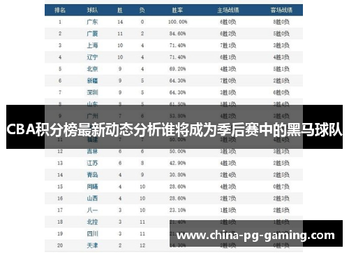 CBA积分榜最新动态分析谁将成为季后赛中的黑马球队