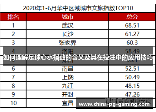 如何理解足球心水指数的含义及其在投注中的应用技巧